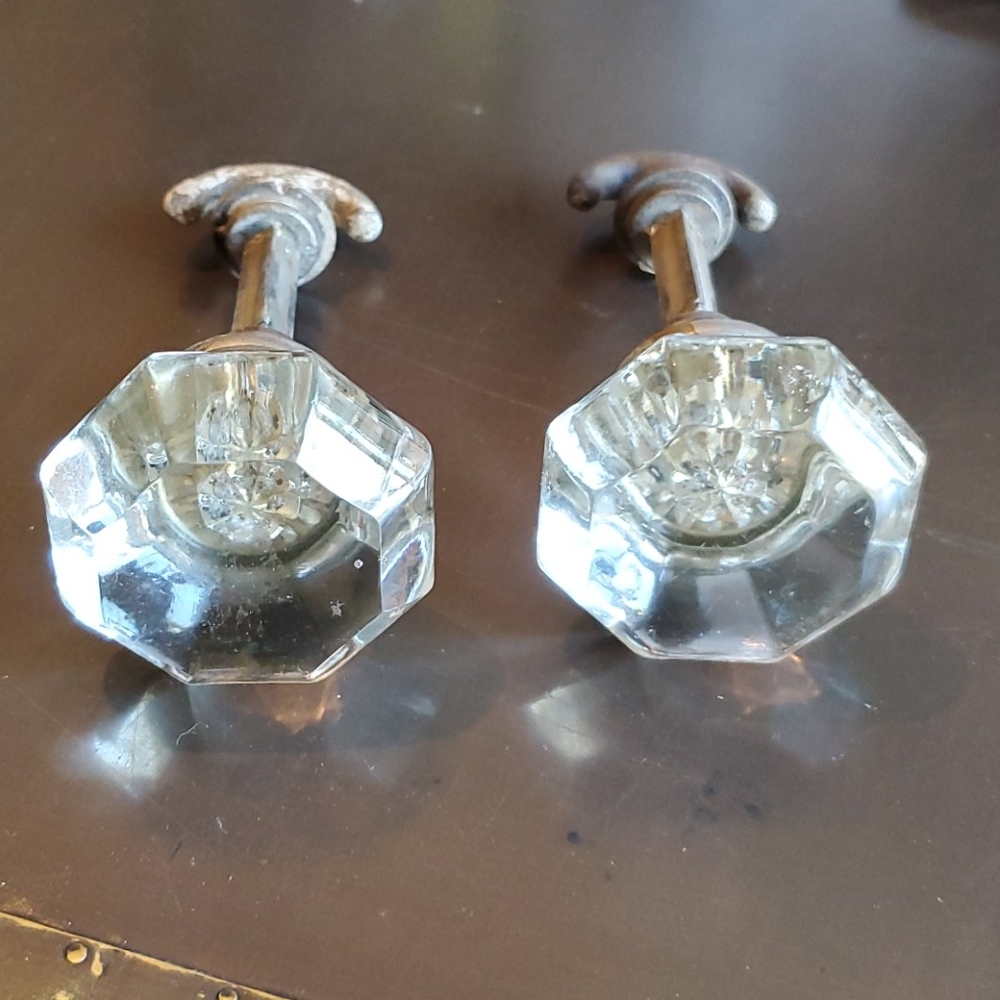 Vintage LUCITE and metal Door pulls/ KNOBS-